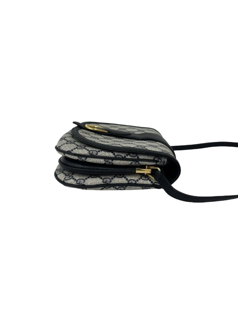Gucci Vintage GG Logo Pattern Leather Mini Shoulder Bag Crossbody Pochette Navy - Picture 6 of 10